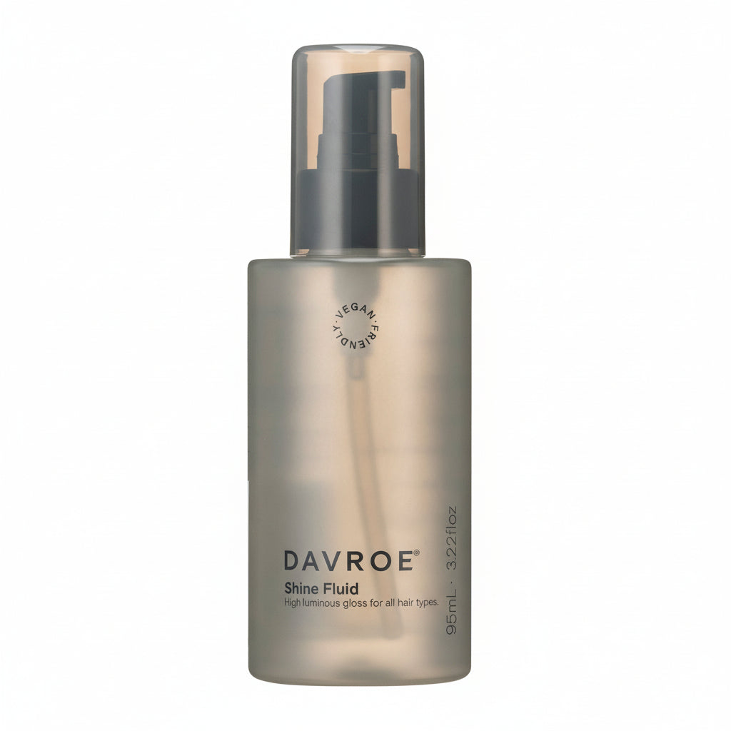 Davroe shine fluid bottle on a white background